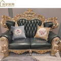 Sofá de salón capitoné Chesterfield de cuero genuino de lujo